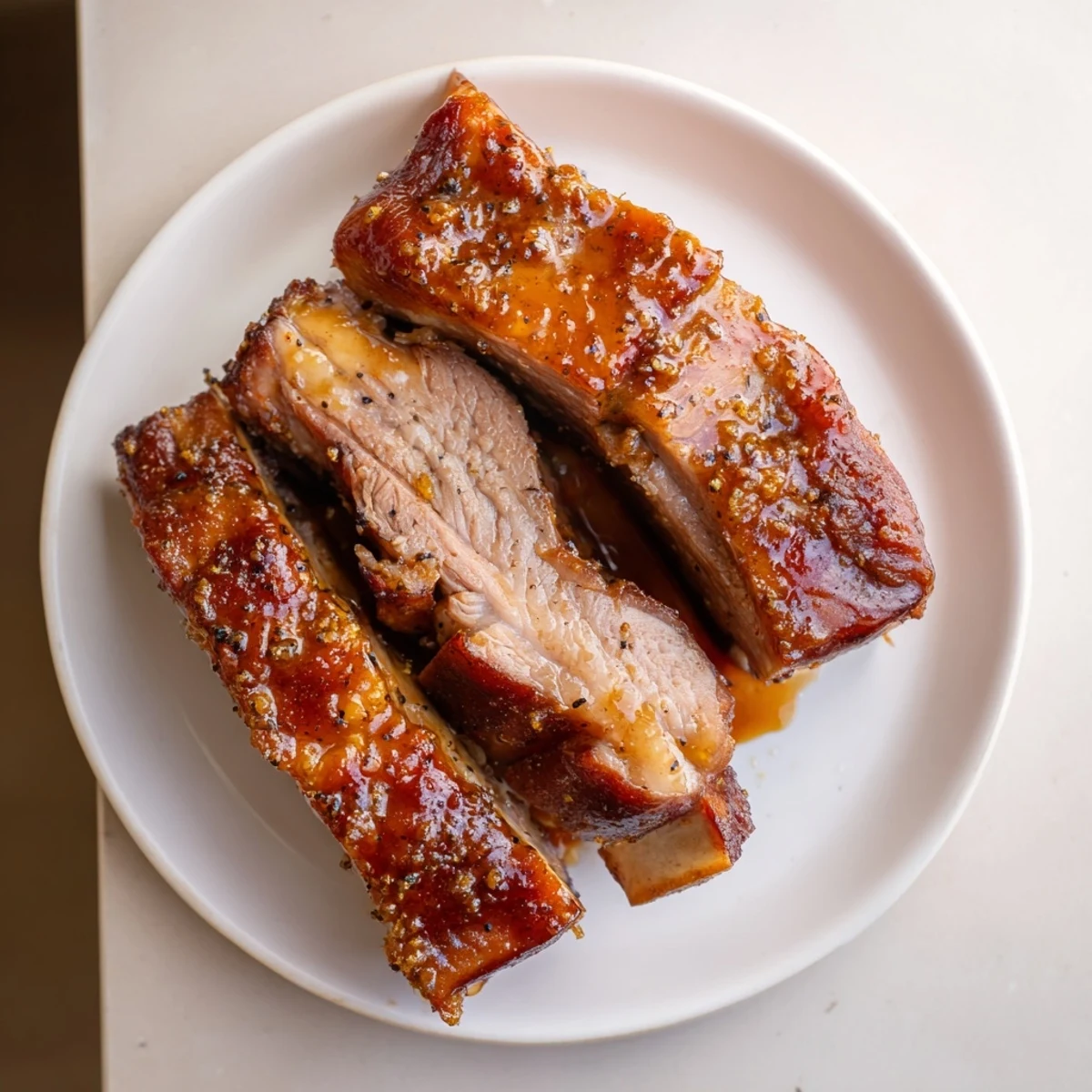 Golden-brown Slow-Roasted Pork Shoulder with Cider Glaze, showcasing crispy skin and savory aromas.