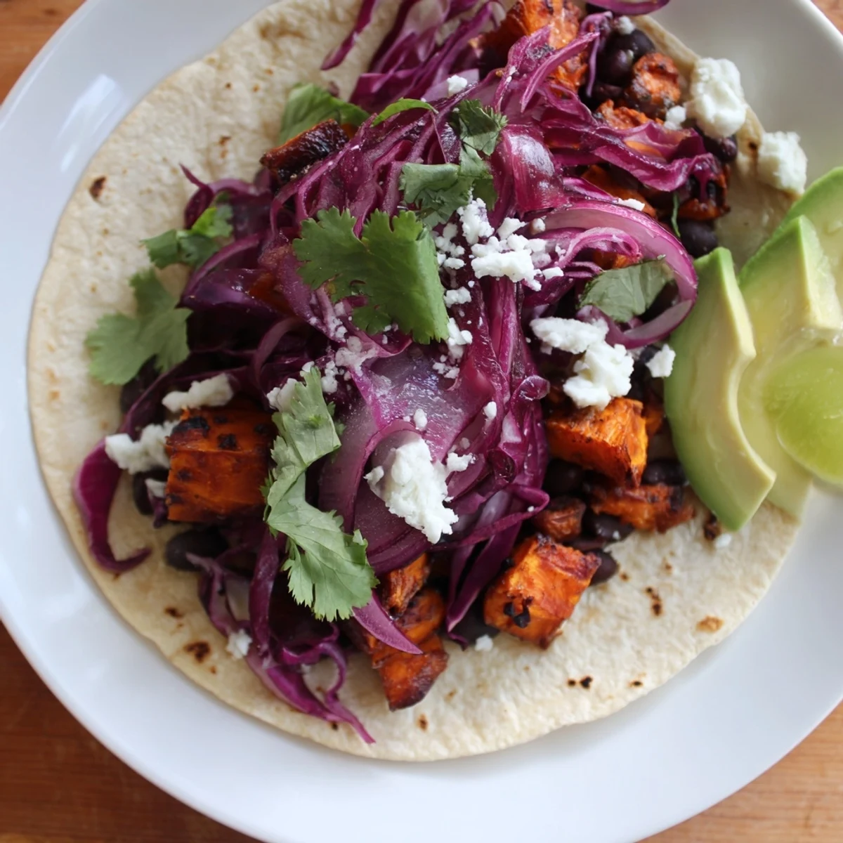 Imagine warm corn tortillas filled with tender roasted sweet potatoes for these irresistible black bean tacos.