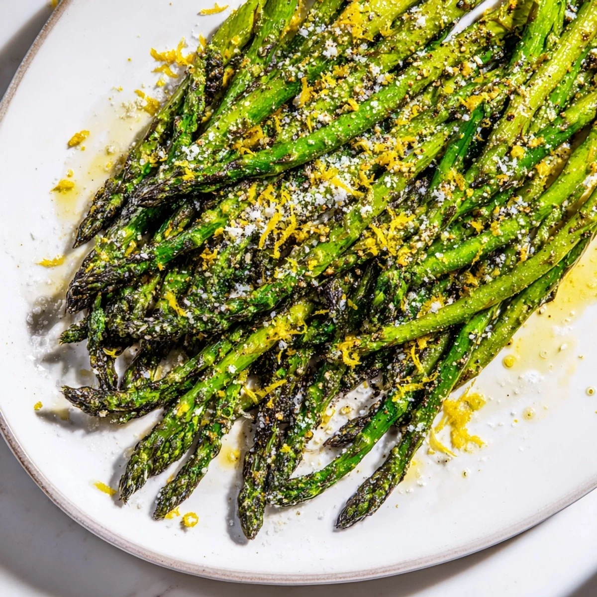 Golden roasted asparagus with bright lemon, Parmesan, a simple and delicious side.