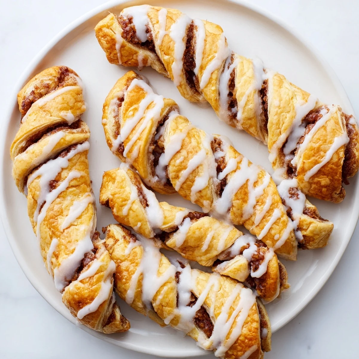 Golden air-fryer cinnamon roll twists, swirled with cinnamon, offering a delightful aroma and taste, ready for a sweet treat.