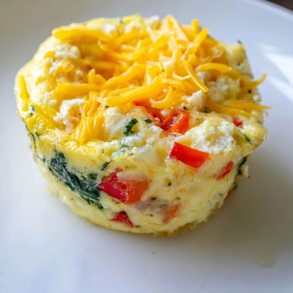 Savory Veggie Egg Muffins filled with spinach, tomatoes, and cheese, ready for a grab-and-go meal.