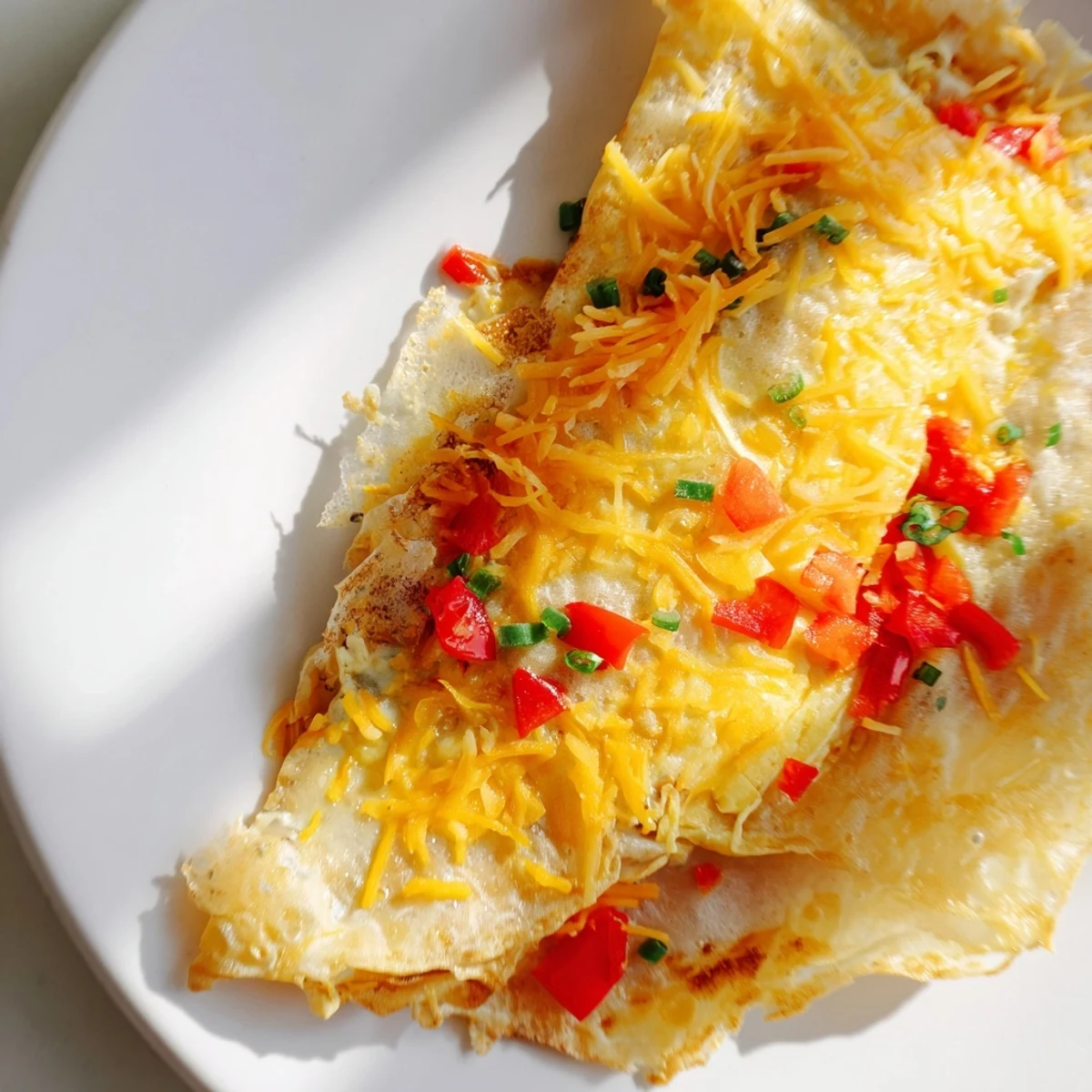 Melted cheese spills from this Rice Paper Egg Cheese Wrap; a delightful and satisfying morning meal.