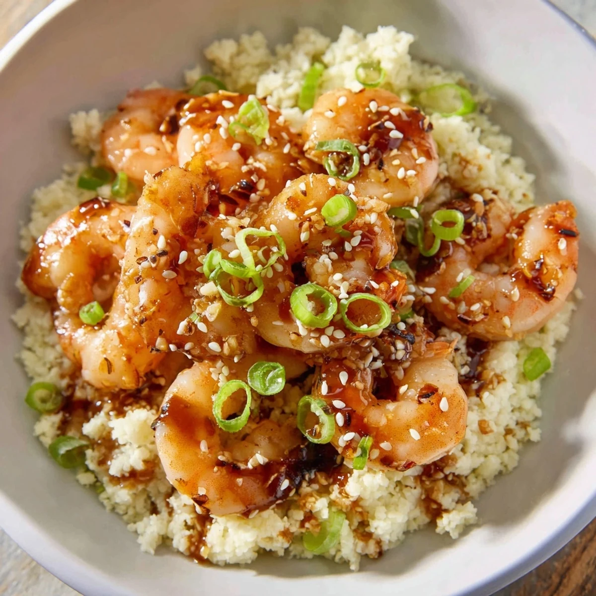 Fragrant Ginger Garlic Shrimp Bowls, boasting glistening shrimp and a savory soy glaze, ready to enjoy.