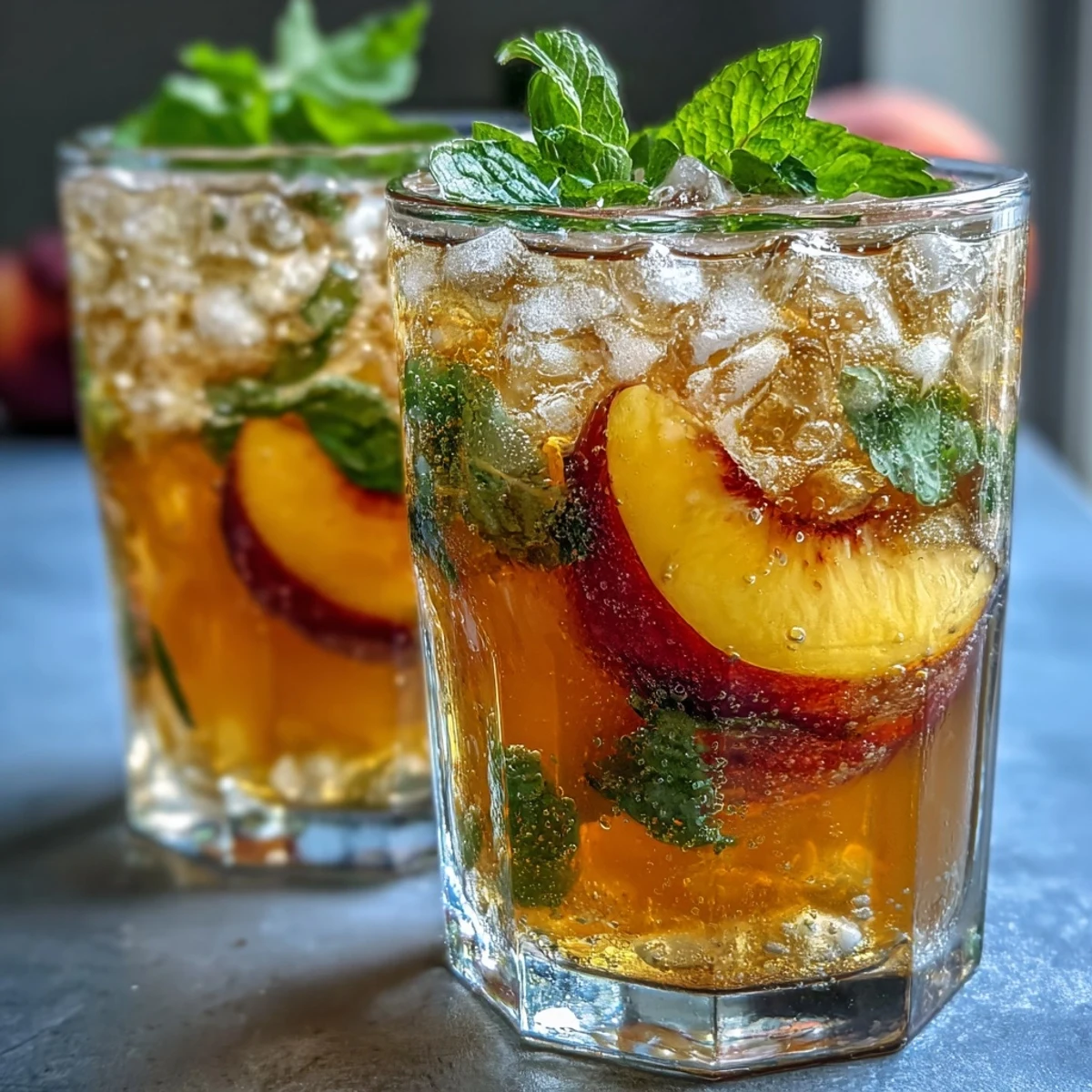 Refreshing Iced Peach Green Tea Lemonade