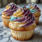 Festive Gemini Birthday Cupcakes glistening with creamy, colourful buttercream and ready for celebration.
