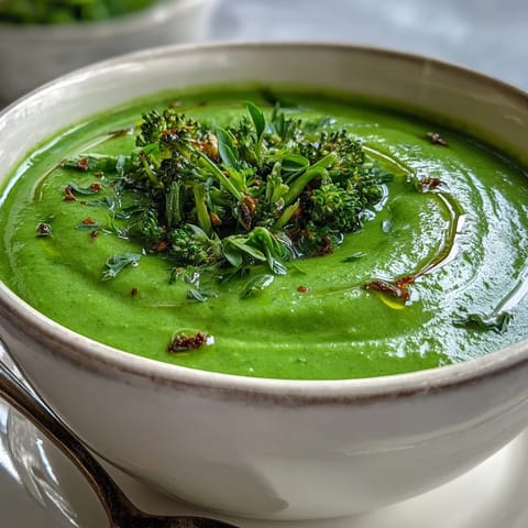 Hearty Big Green Immunity-Boosting Vegetable Soup simmering in a pot, showcasing its smooth, bright green texture and fresh herbs garnish.  