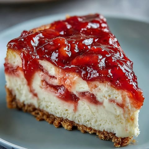 Perfectly set Guava Cheesecake with a crisp Maria cookie crust and a luscious guava marmalade topping for a sweet treat.