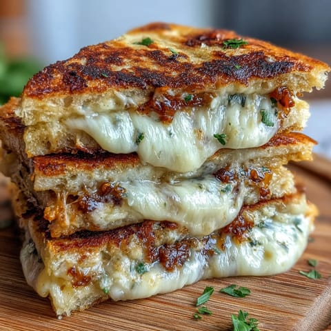 Crispy, buttery naan bread sandwiching gooey cheese and fresh herbs, perfect for a comforting and flavorful lunch.  