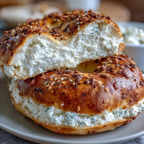 Soft, chewy bagels made with Greek yogurt, sprinkled with everything seasoning for a savory breakfast treat.