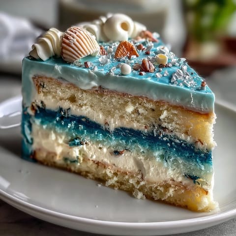 Pisces Birthday Cake with Ocean Blue Ombre Frosting, a dreamy vanilla layer cake with gradient blue buttercream, perfect for celebrating Pisces birthdays.