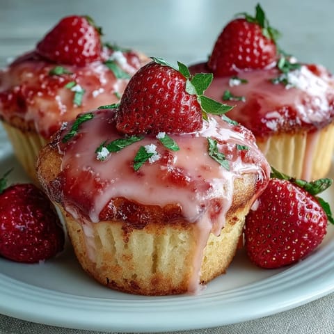 Strawberry Muffins Lemon Glaze