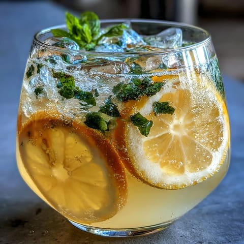 Bright and bubbly Limoncello Spritz Mocktail with fresh lemon slices and mint garnish.