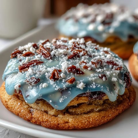 Pure Vanilla Cookie Run Kingdom sugar cookies decorated with royal icing in blue and white, perfect for themed parties and dessert tables.