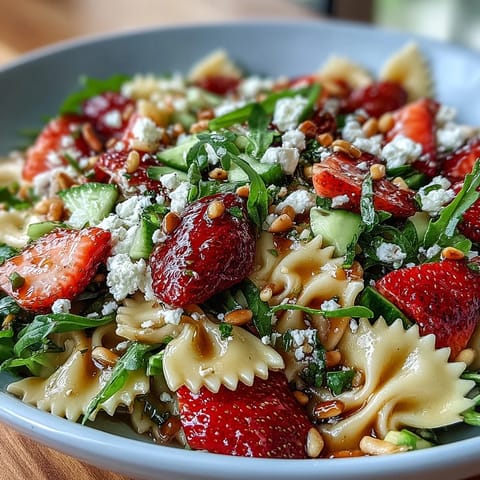 Spring Pasta Strawberries Feta Arugula