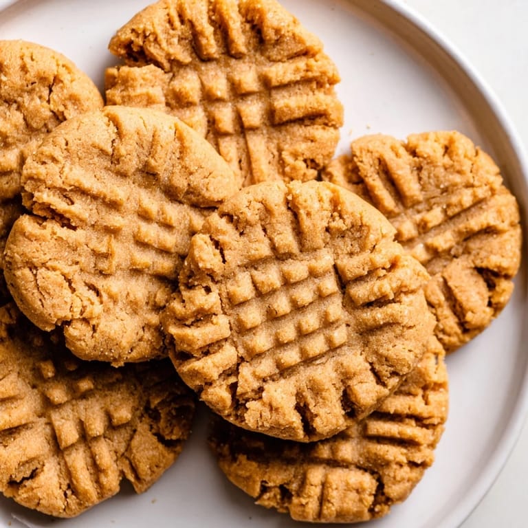 Chewy homemade flourless peanut butter cookies, ready to be enjoyed as a simple, gluten-free dessert.