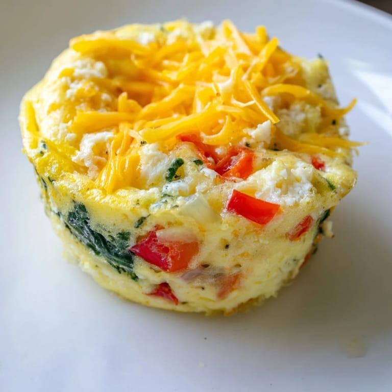 Savory Veggie Egg Muffins filled with spinach, tomatoes, and cheese, ready for a grab-and-go meal.