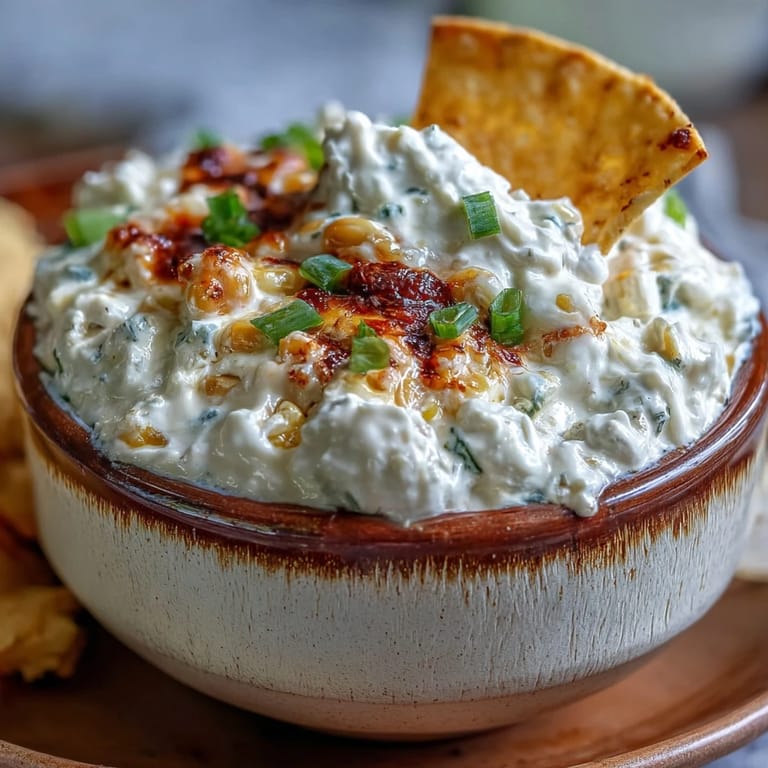Close-up of Crack Corn Dip with melted cheese, sweet corn kernels, and fresh jalapeño slices, ideal for a festive party platter.