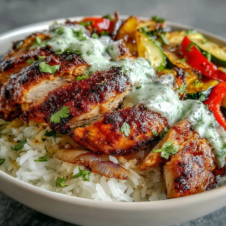 Hearty Blackened Chicken Bowl garnished with cilantro and lime wedges, served ready to enjoy.