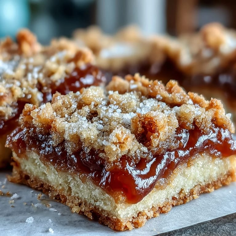 Freshly cut Guava Cake Bars reveal a vibrant fruit center, served on a rustic wooden board.
