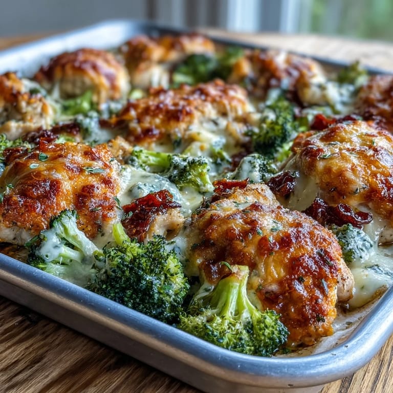 Sizzling Ranch Chicken & Broccoli Sheet Pan Melt fresh from the oven, ready for a family dinner.
