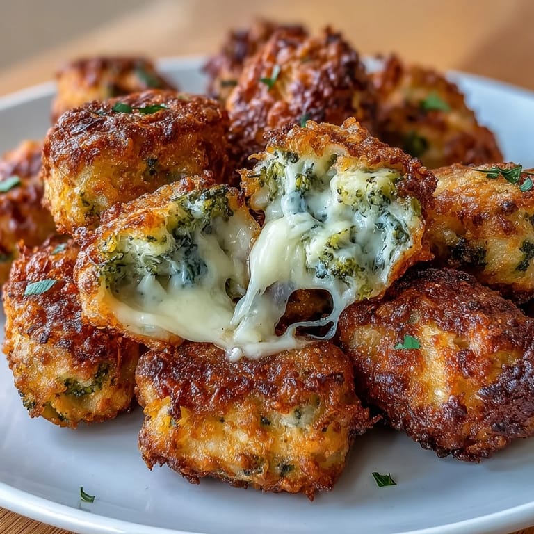 Cheesy broccoli and cheddar tots cooked in the air fryer until golden and crunchy, delicious appetizer or side dish.
