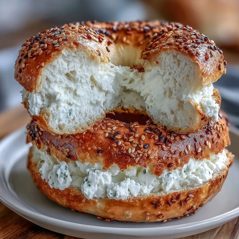 Homemade Greek yogurt bagels with classic everything seasoning, baked until golden and ready to slice.