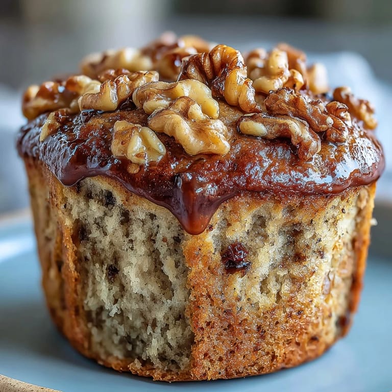 Golden-brown high-protein banana muffins with walnuts, naturally sweetened and baked for a healthy grab-and-go breakfast.