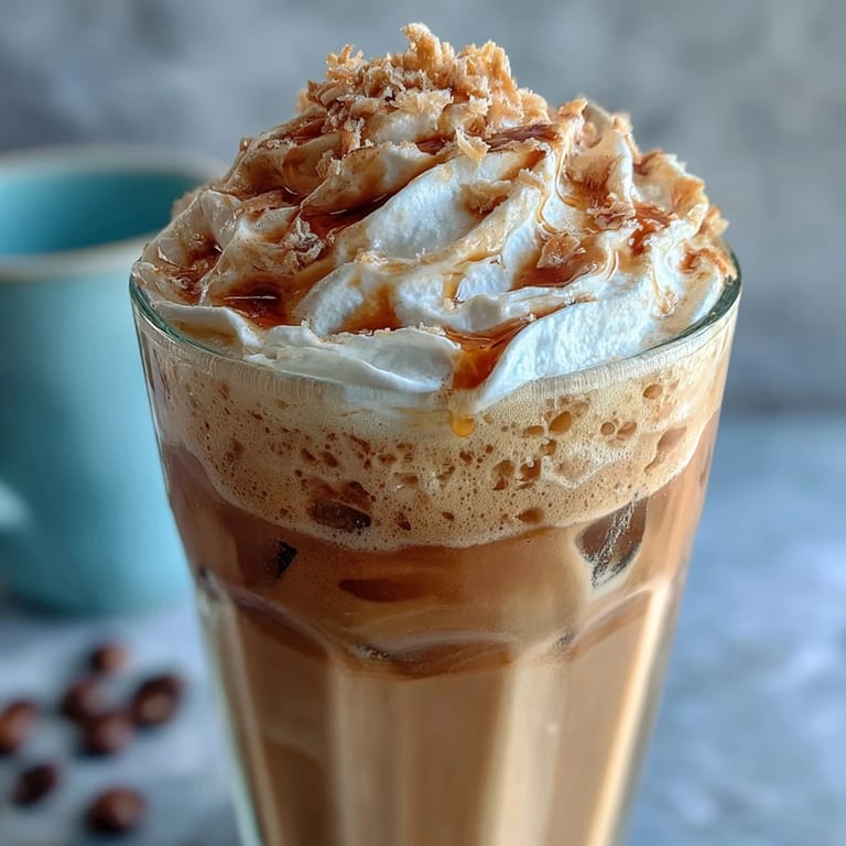 Refreshing iced coffee blended with real vanilla bean, served in a tall glass and crowned with luscious coconut whipped cream for a dairy-free indulgence.
