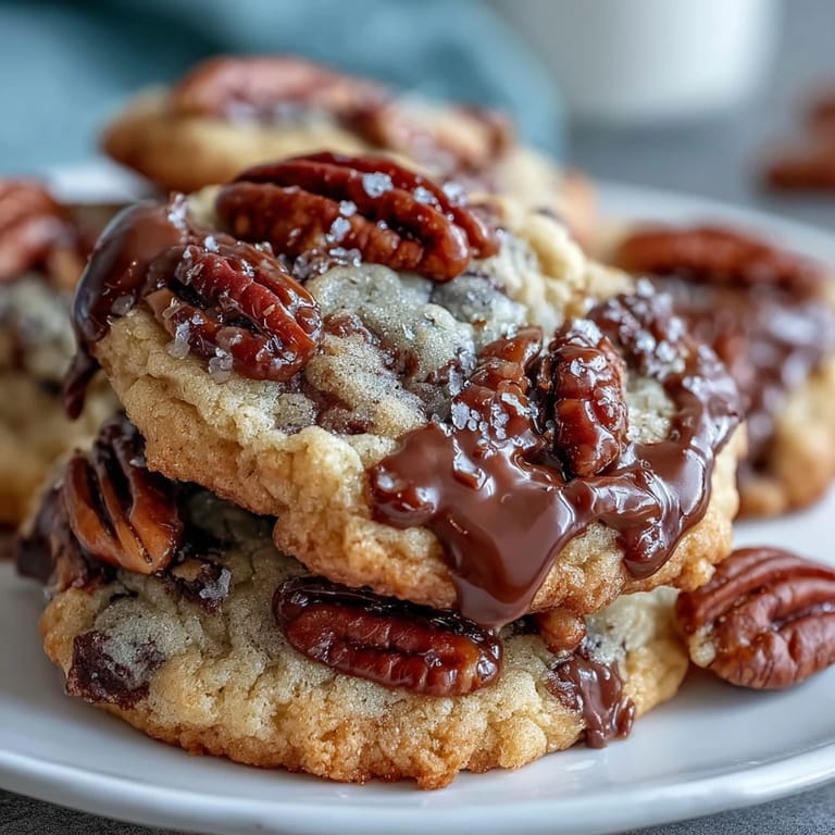 1. Rich butter pecan cookies with toasted nuts and gooey caramel swirls baked to golden perfection.  