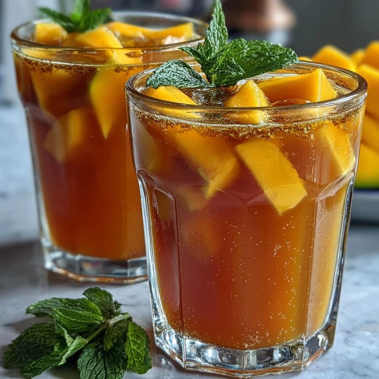 Colorful mango peach sangria bursting with juicy fruit and citrus, ideal for family-friendly outdoor gatherings and picnics.