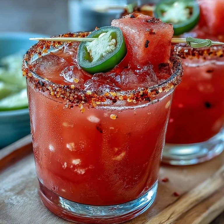 Colorful watermelon jalapeño margarita mocktail, blending sweet fruit and subtle heat, perfect for festive celebrations.