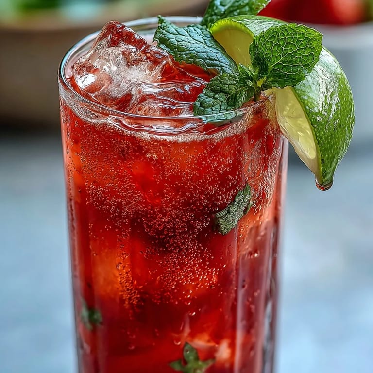 Refreshing Strawberry Agua Fresca with fresh lime and mint, perfectly chilled.