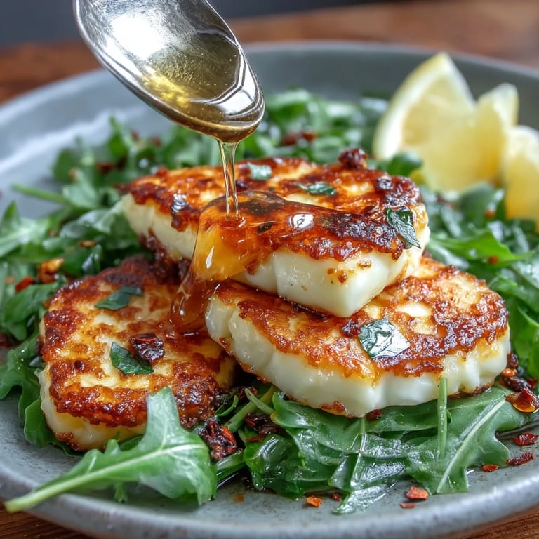 Enjoy this sweet and spicy Hot Honey Halloumi, ready as a flavorful quick meal.