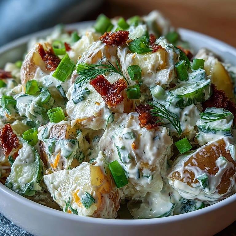 Mustard and pickle-infused Juneteenth Soul Food Potato Salad, a classic side dish perfection.