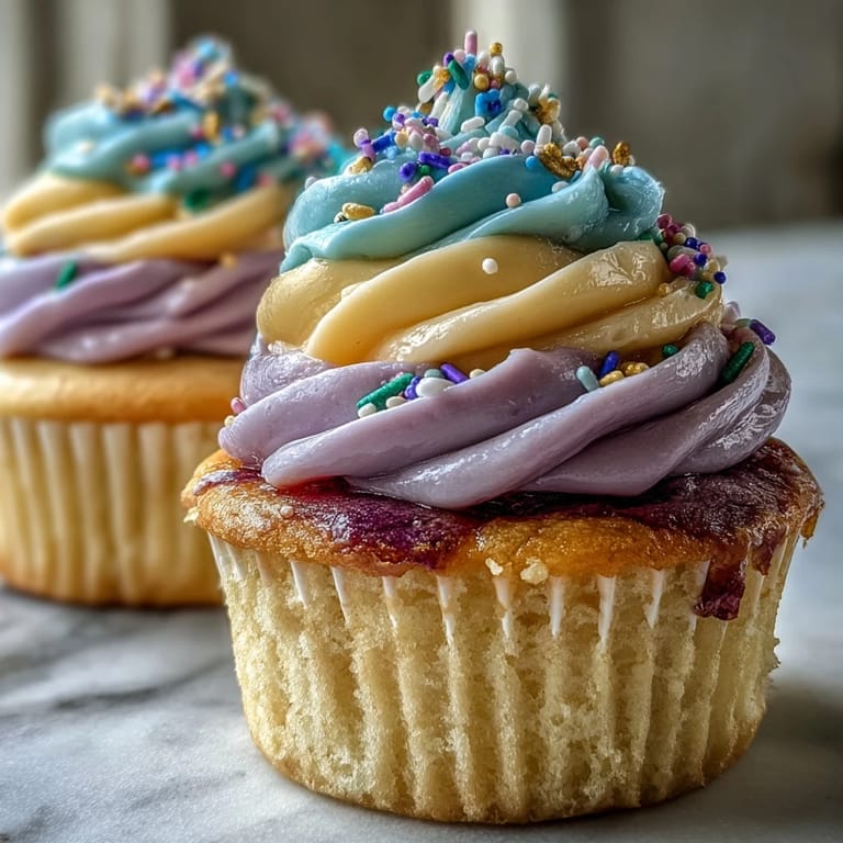 Sweet Gemini Birthday Cupcakes showcasing a playful mix of vanilla cake and contrasting frosting swirls.
